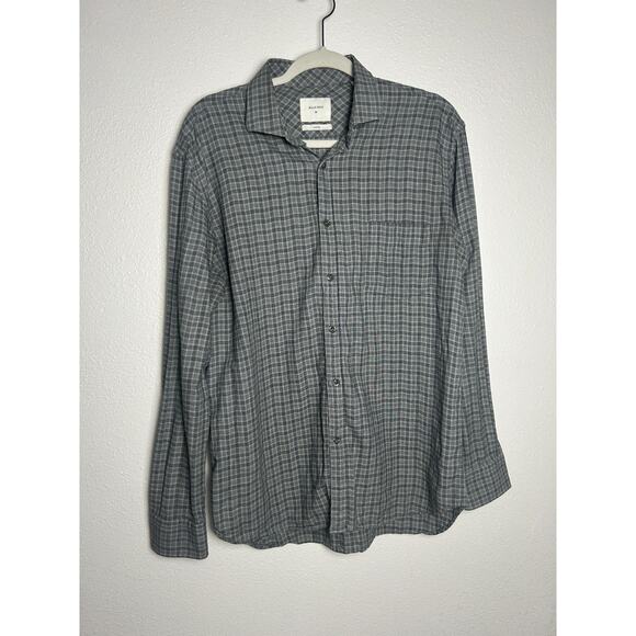 Billy Reid Shirt Mens Standard Fit Flannel Collared Button Up Plaid Gray Sz Med - Picture 1 of 5